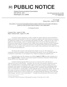 FCC Issues Proposed Eligible Services List for Comment (Aug 2004)