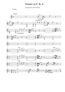 Partition de violon, violon Sonata, Violin Sonata No.1 par Wolfgang Amadeus Mozart