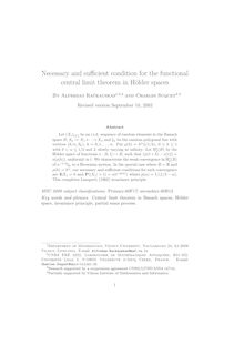 Necessary and sufficient condition for the functional central limit theorem in Holder spaces