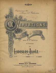 Partition couverture couleur, 9 Variations, finale et fugue, Aloiz, Vladislav