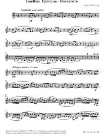 Partition violons I, Imellem Fjeldene, F Major, Gade, Niels
