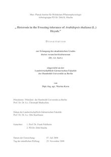 Heterosis in the freezing tolerance of Arabidopsis thaliana (L.) Heynh [Elektronische Ressource] / von Marina Korn