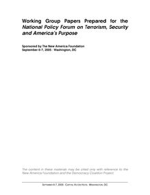 Working Group Papers Prepared for the National Policy Forum on ...