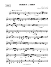 Partition violons II, March en D minor, D minor, Bruckner, Anton