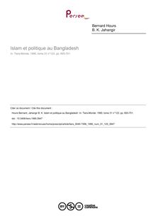 Islam et politique au Bangladesh - article ; n°123 ; vol.31, pg 693-701