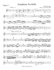Partition flûte 2, Symphony No.34, F major, Rondeau, Michel par Michel Rondeau