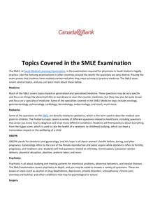 Topics Covered in the SMLE Examination