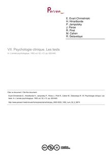 Psychologie clinique. Les tests - compte-rendu ; n°2 ; vol.52, pg 620-640