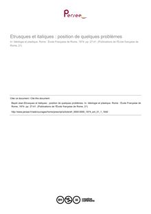 Etrusques et italiques : position de quelques problèmes - article ; n°1 ; vol.21, pg 27-41