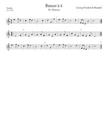 Partition viole de gambe aigue, 2 Menuets à 4, Handel, George Frideric par George Frideric Handel