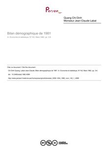 Bilan démographique de 1981 - article ; n°1 ; vol.142, pg 3-6