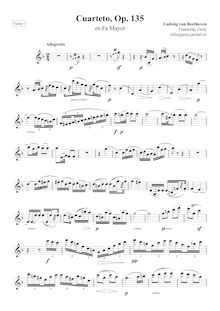 Partition violon 1, corde quatuor No.16, F major, Beethoven, Ludwig van