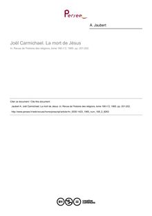 Joël Carmichael. La mort de Jésus  ; n°2 ; vol.168, pg 201-202