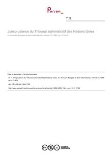 Jurisprudence du Tribunal administratif des Nations Unies - article ; n°1 ; vol.10, pg 417-428