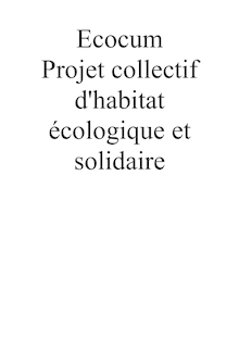 Ecocum Projet collectif d habitat écologique et solidaire