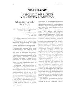 LA SEGURIDAD DEL PACIENTE Y LA ATENCIÓN FARMACÉUTICA. Medicamentos y seguridad del paciente.