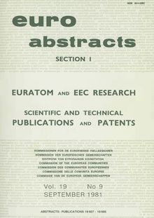 EURATOM and EEC RESEARCH SCIENTIFIC AND TECHNICAL PUBLICATIONS and PATENTS. Vol.19 September 1981 No.9