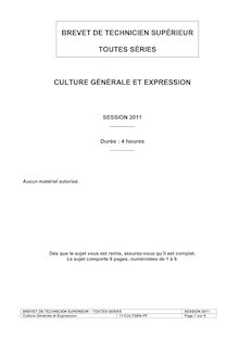 BREVET DE TECHNICIEN SUPERIEUR TOUTES SERIES SESSION Culture Générale et Expression CULTGEN PF Page sur