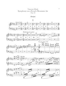 Partition harpe, Symphonie sur un Chant Montagnard Français, Op.25