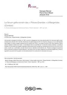 Le fanum gallo-romain des « Pièces-Grandes » à Margerides (Corrèze) - article ; n°1 ; vol.6, pg 5-23