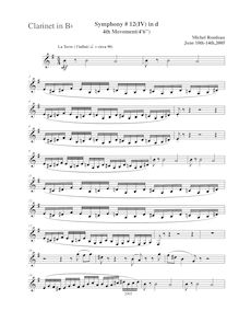Partition clarinette (B♭), Symphony No.12  pour Alchemist , D minor par Michel Rondeau