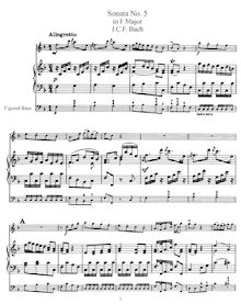 Partition Score et flûte , partie, flûte Sonata No.5 en F major