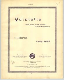 Partition couverture couleur, Quintette pour piano, deux violons, alto et violoncelle