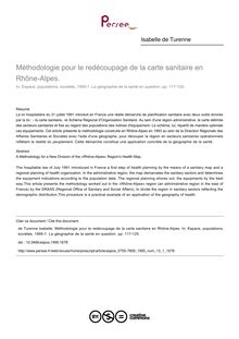 Méthodologie pour le redécoupage de la carte sanitaire en Rhône-Alpes. - article ; n°1 ; vol.13, pg 117-125