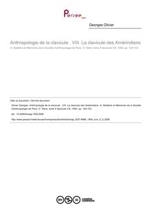 Anthropologie de la clavicule . VIII. La clavicule des Amérindiens - article ; n°3 ; vol.5, pg 144-153