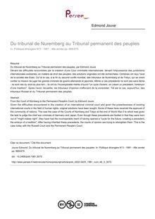 Du tribunal de Nuremberg au Tribunal permanent des peuples - article ; n°3 ; vol.46, pg 669-675