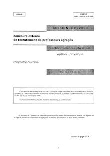 Composition de chimie - option physique 2003 Agrégation de sciences physiques Agrégation (Externe)