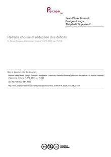 Retraite choisie et réduction des déficits - article ; n°3 ; vol.18, pg 75-136