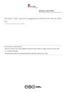 Sumatra, 1832 : premier engagement américain en Asie du Sud-Est - article ; n°1 ; vol.40, pg 49-64