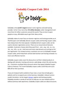 Godaddy Coupon Code 2014 - 35% OFF Any Order!