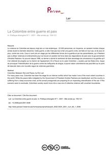 La Colombie entre guerre et paix - article ; n°1 ; vol.66, pg 109-121