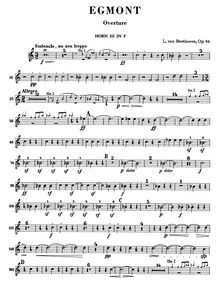 Partition cor 3, 4 (en F), trompette 1, 2 (en B♭), Egmont, Op.84