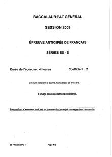 Sujet du bac ES 2009: Francais