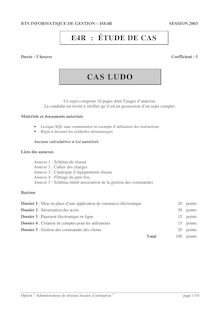 Etude de cas 2003 ARLE Admin. de Réseaux Locaux d Entreprise BTS Informatique de gestion