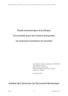 Etude économique et juridique d un portail pour les revues françaises en sciences économiques et sociales