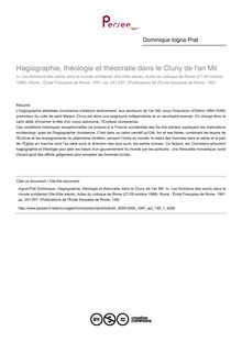 Hagiographie, théologie et théocratie dans le Cluny de l an Mil - article ; n°1 ; vol.149, pg 241-257