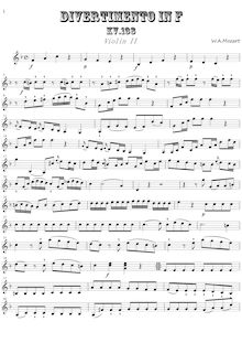 Partition violon 2, Divertimento, Salzburg Symphony No.3, F major