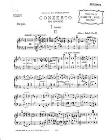 Partition orgue Score, harpe Concerto, C minor, Zabel, Albert