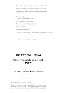 The National Being - Some Thoughts on an Irish Polity