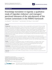 Knowledge translation in Uganda: a qualitative study of Ugandan midwives’ and managers’ perceived relevance of the sub-elements of the context cornerstone in the PARIHS framework