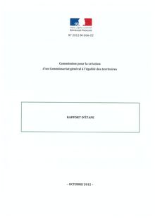 Commission pour la création d un Commissariat général à l égalité des territoires - Rapport d étape