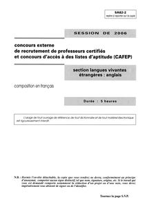 Capesext composition en francais 2006 capes lv capes de langues vivantes (anglais)