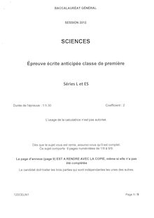 Sujets Bac de Sciences de la vie et de la Terre, Français de niveau Première
