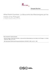 Alfred North-Coombes, La découverte des Mascareignes par les Arabes et les Portugais  ; n°1 ; vol.28, pg 211-212