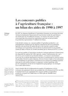 Les concours publics à l agriculture française : un bilan des aides de 1990 à 1997 