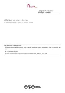 OTAN et sécurité collective - article ; n°2 ; vol.21, pg 143-164